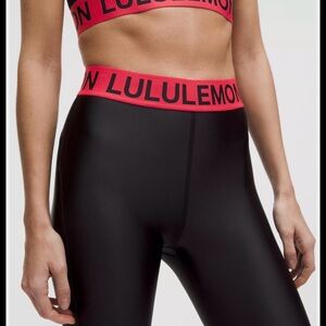 Lululemon Athletica Satin Shine High-Rise Train Leggings Black/Red Glow
